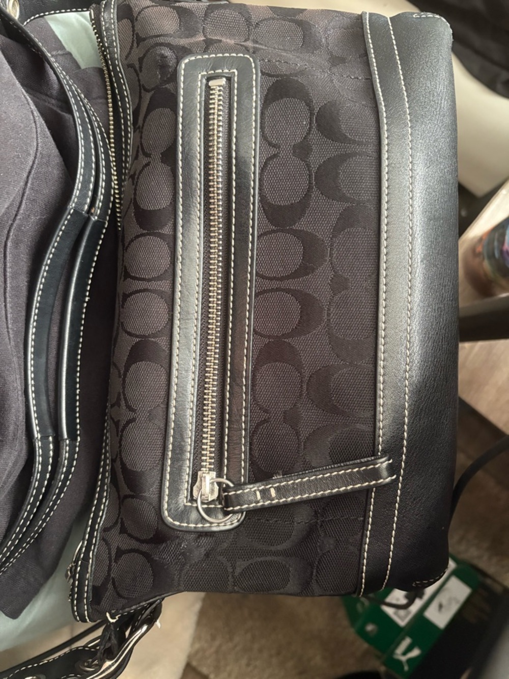 Coach Black Signature Jacquard Shoulder Bag - Picture 6 of 14